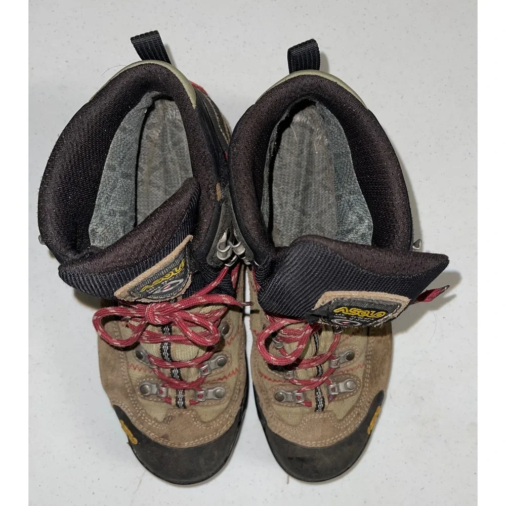 Asolo Mens Hiking Boots Gore-Tex Vibram Suede Backpacking Brown Red Size 10.5